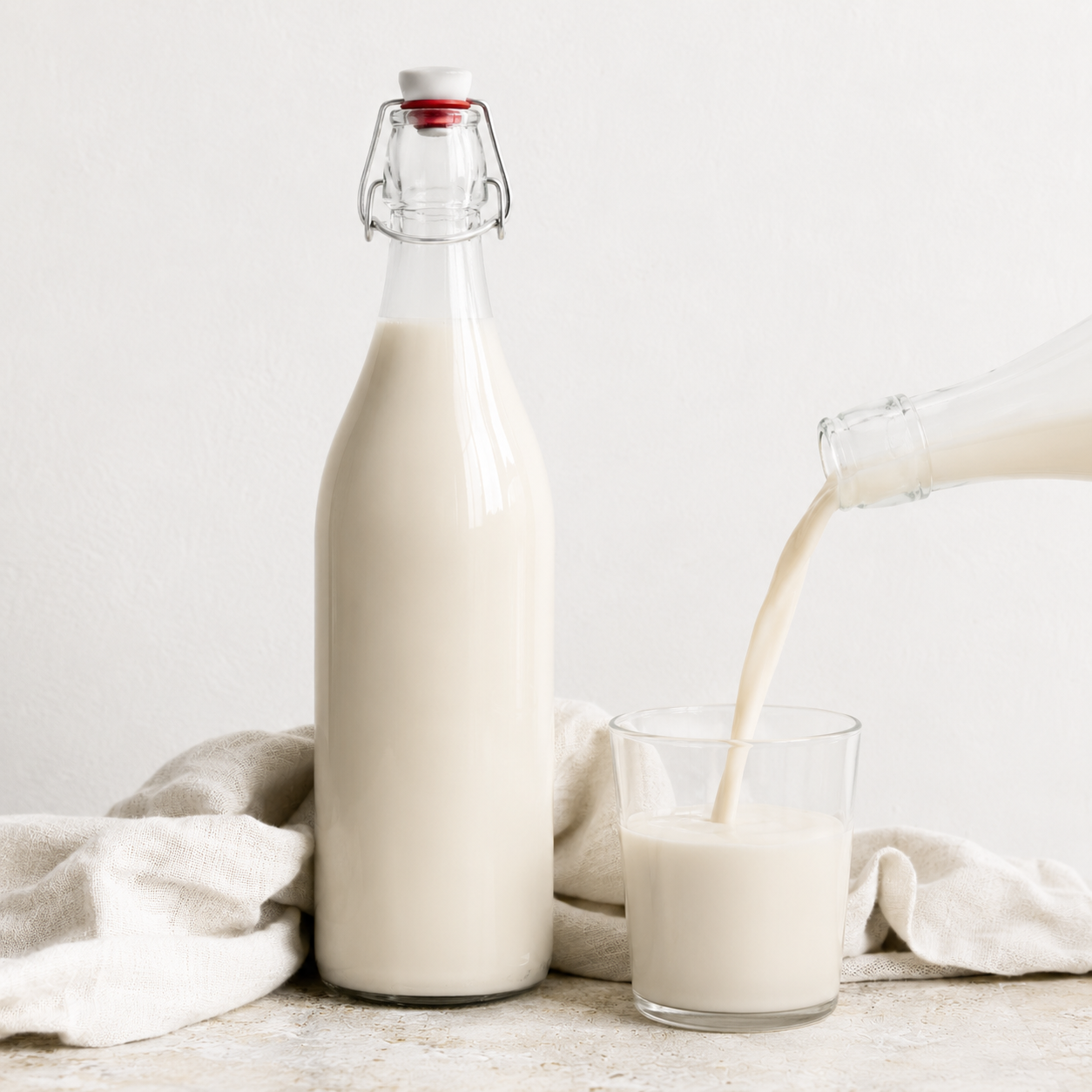 Fresh homemade macadamia milk